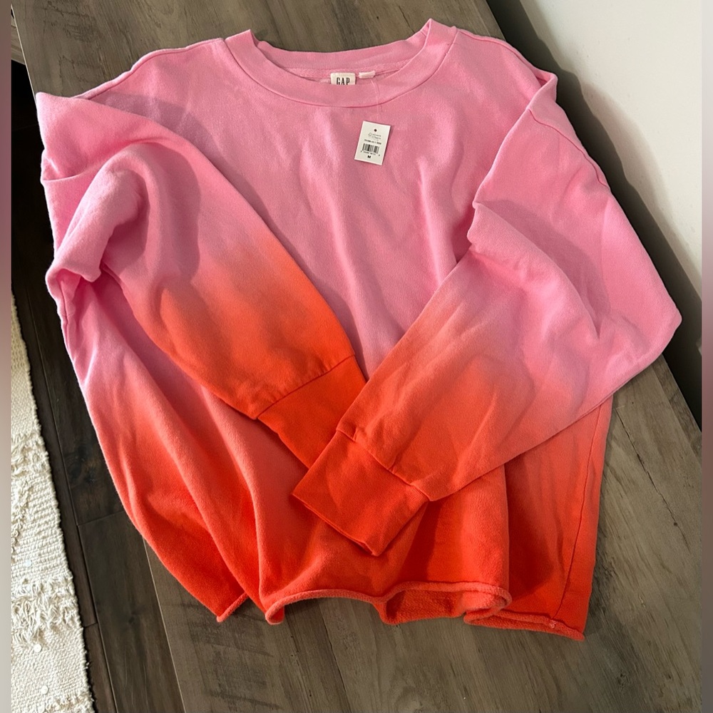 GAP Ombre Sweatshirt | Pink to Coral | Size Medium | NWT - Picture 2 of 6